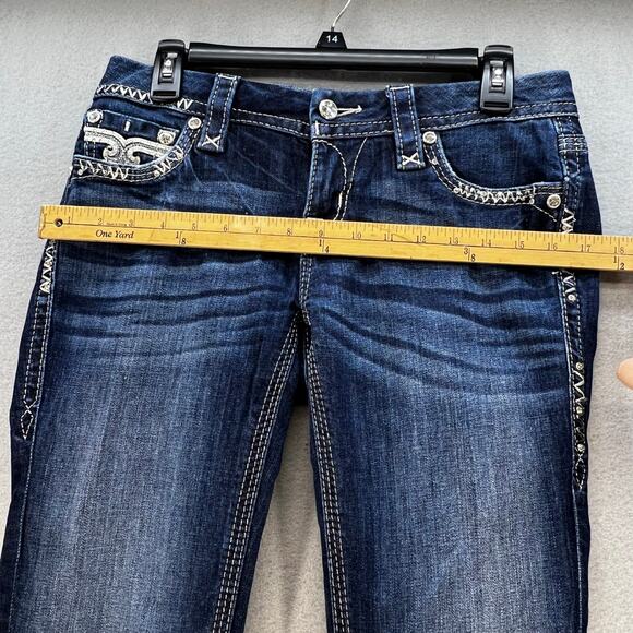 Rock Revival Jeans Women's 27 (2) Dark Blue Betty Bootcut Embellished Blingy - Picture 13 of 16